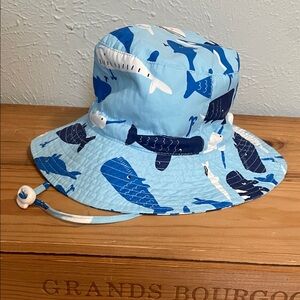 Kids' Shark Print Sun Bucket Hat in Light Blue